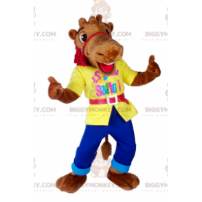 Costume de mascotte BIGGYMONKEY™ de chameau souriant avec une
