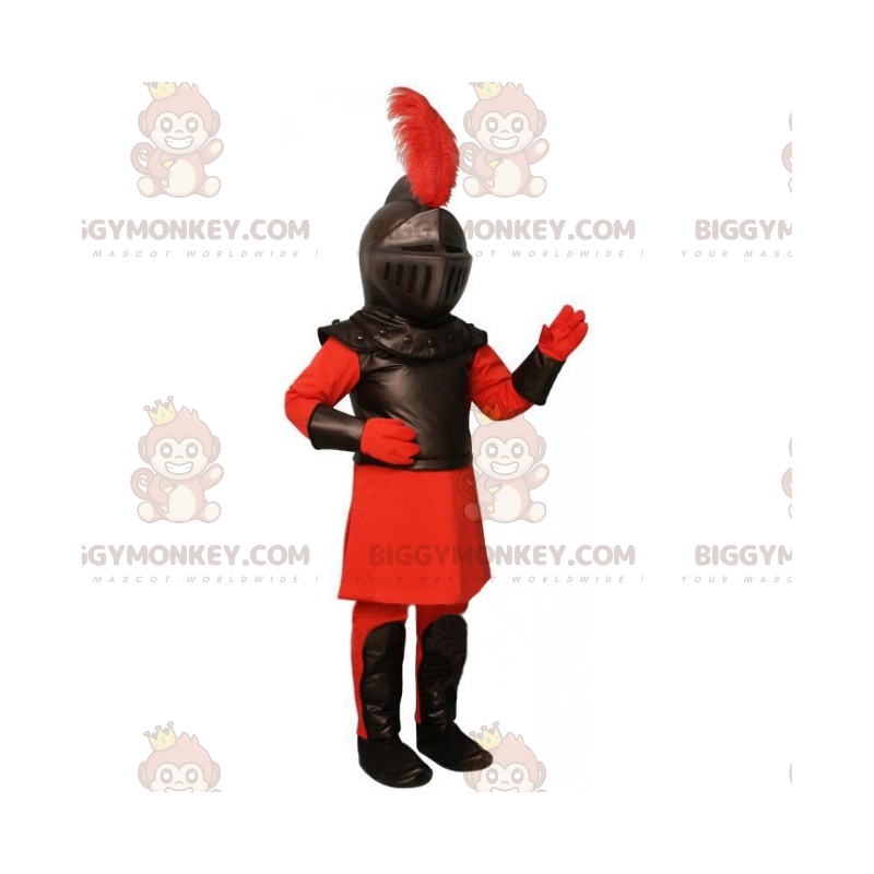 Ridder in rood en zwart pantser BIGGYMONKEY™ mascottekostuum -