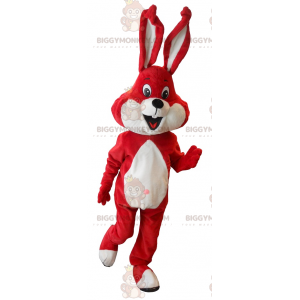 Costume da mascotte BIGGYMONKEY™ coniglio bianco e rosso -