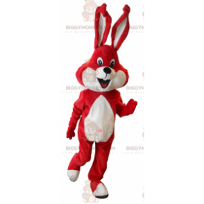 Costume da mascotte BIGGYMONKEY™ coniglio bianco e rosso -