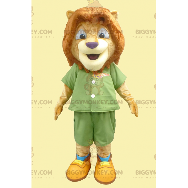 BIGGYMONKEY™ Kleines Löwenjunges-Maskottchen-Kostüm in grünem