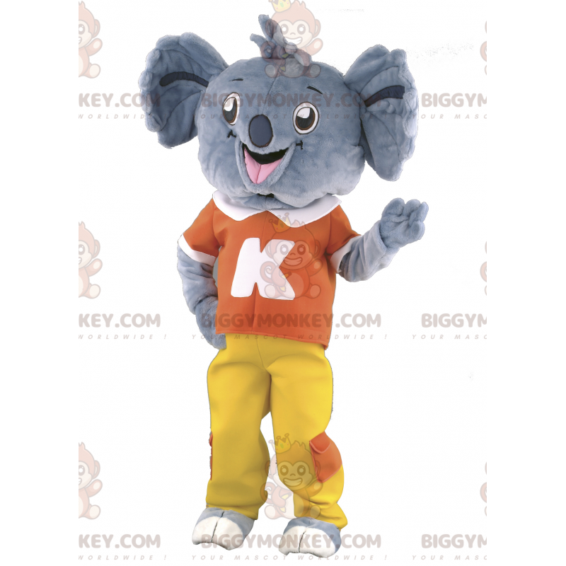 BIGGYMONKEY™ mascottekostuum grijze koala in rood en gele
