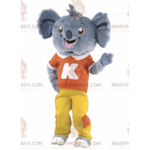 BIGGYMONKEY™ Mascot Costume Gray Koala in Red and Yellow Outfit