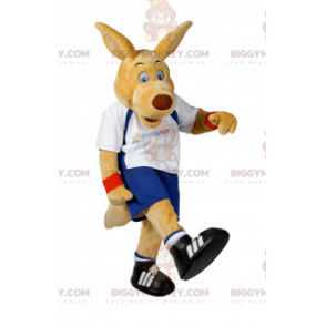 Kostým maskota BIGGYMONKEY™ Béžový pes ve fotbalovém oblečení –