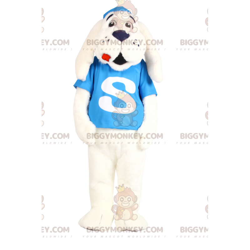 Costume de mascotte BIGGYMONKEY™ de chien blanc a longues