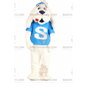 Traje de mascote de cachorro de orelhas compridas branco