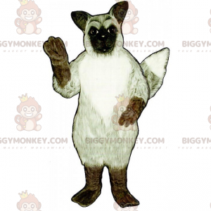 BIGGYMONKEY™ maskottiasu, valkoinen koira, jossa vasemman
