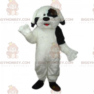 Fantasia de mascote BIGGYMONKEY™ cão branco com manchas pretas