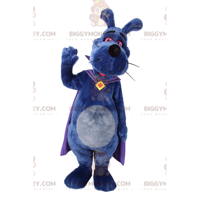 BIGGYMONKEY™ Costume da mascotte Cane blu con mantello viola -