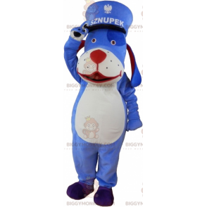 Blauer Hund BIGGYMONKEY™ Maskottchen-Kostüm mit Mütze -