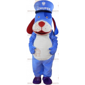 Costume de mascotte BIGGYMONKEY™ de chien bleu avec casquette -