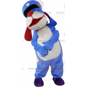 Blå hund BIGGYMONKEY™ maskotdräkt med mössa - BiggyMonkey maskot
