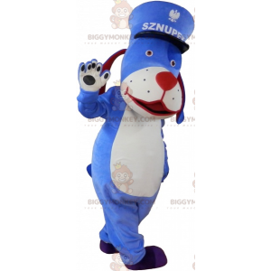 Blå hund BIGGYMONKEY™ maskotkostume med kasket - Biggymonkey.com