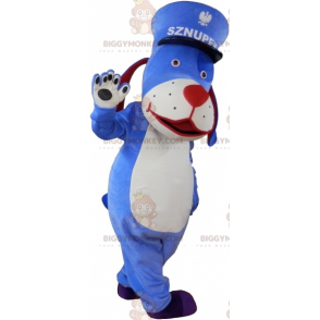 Blå hund BIGGYMONKEY™ maskotkostume med kasket - Biggymonkey.com