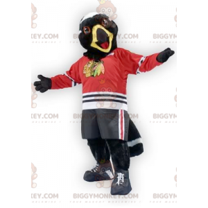 Costume de mascotte BIGGYMONKEY™ d'aigle d'oiseau noir et blanc