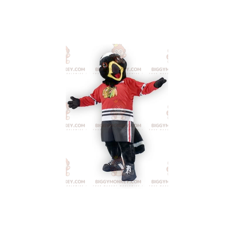 Costume de mascotte BIGGYMONKEY™ d'aigle d'oiseau noir et blanc