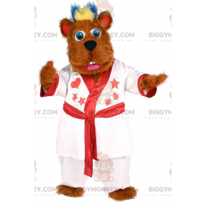 Costume de mascotte BIGGYMONKEY™ de chien en peignoir blanc a