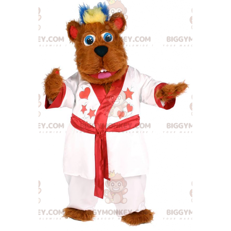 Heart White Bathrobe Dog BIGGYMONKEY™ Mascot Costume –