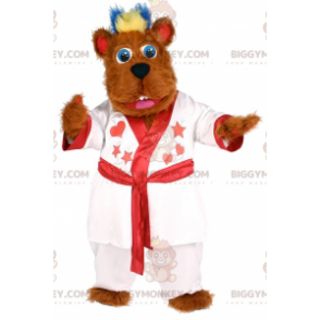 Hjerte hvid badekåbe hund BIGGYMONKEY™ maskot kostume -