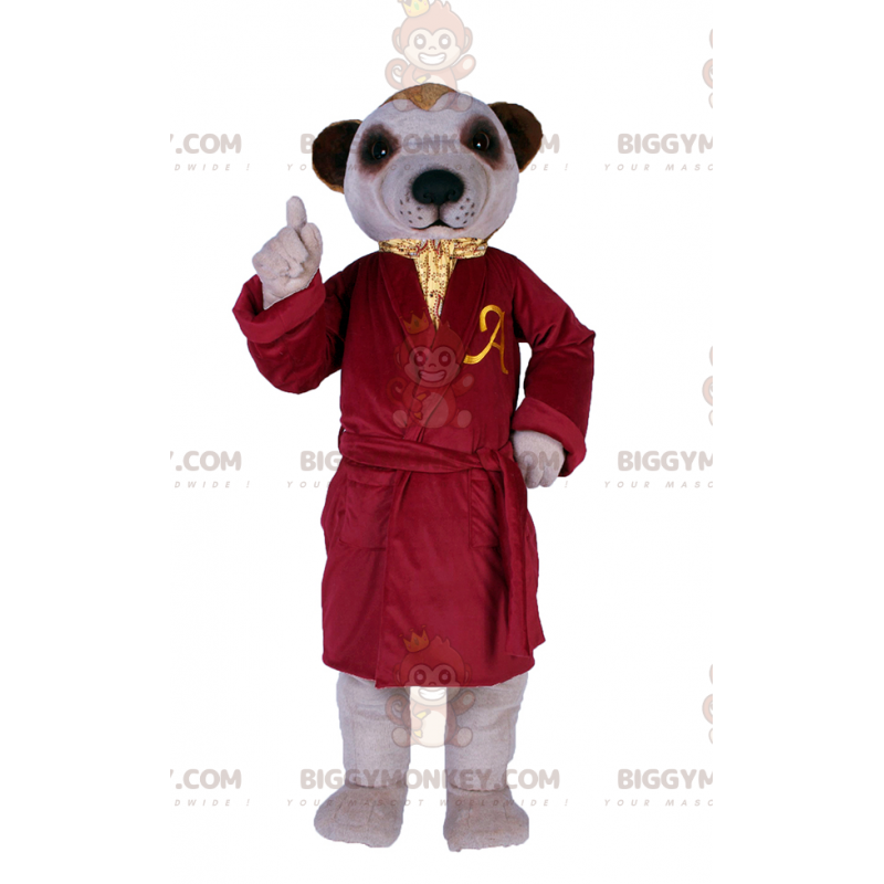 BIGGYMONKEY™ Dog Mascot Costume In Red Deluxe Bathrobe –