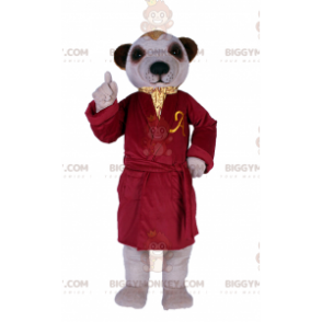 BIGGYMONKEY™ Dog Mascot Costume In Red Deluxe Bathrobe –