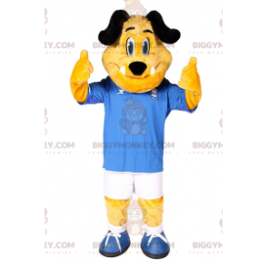 Traje de mascote de cachorro BIGGYMONKEY™ com roupa de futebol