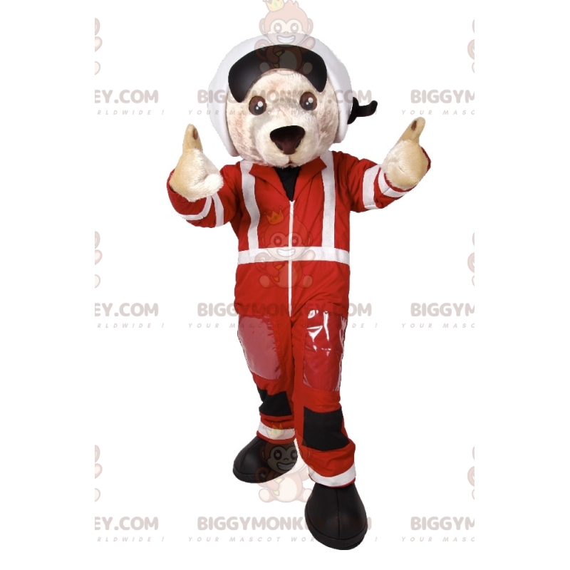 BIGGYMONKEY™ Hunde-Maskottchen-Kostüm im Rennwagen-Outfit -