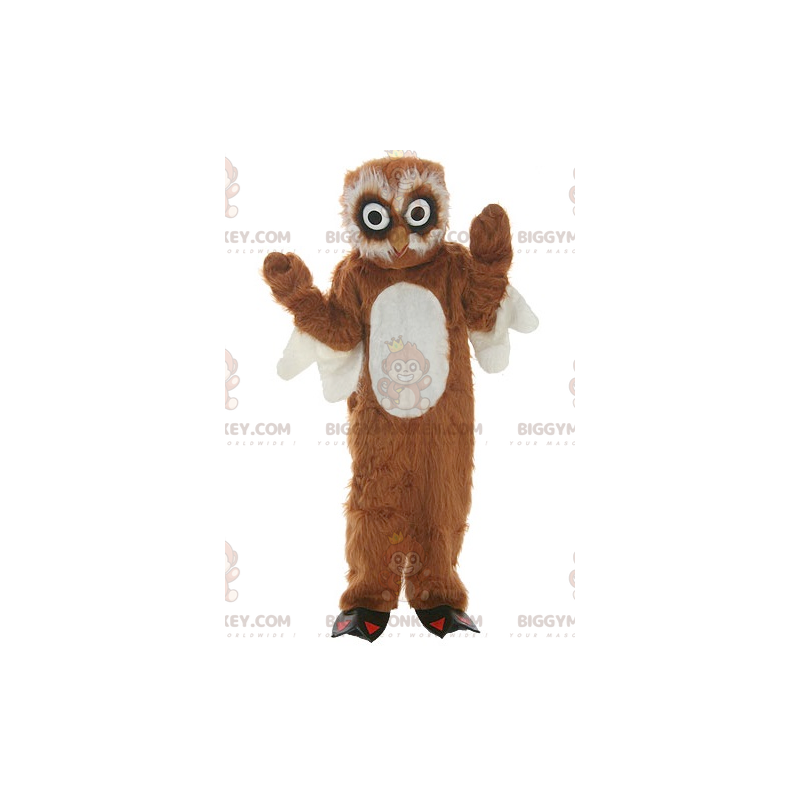 Disfraz de mascota BIGGYMONKEY™ de búho blanco y marrón peludo