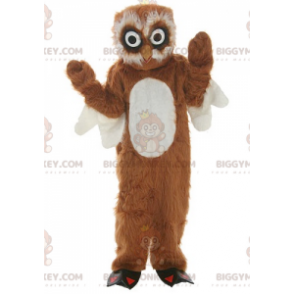 Alle harige bruine en witte uil BIGGYMONKEY™ mascottekostuum -