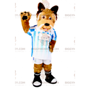 Traje de mascote de cachorro BIGGYMONKEY™ com roupa de futebol