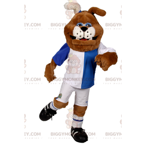 Traje de mascote de cachorro BIGGYMONKEY™ com roupa de futebol