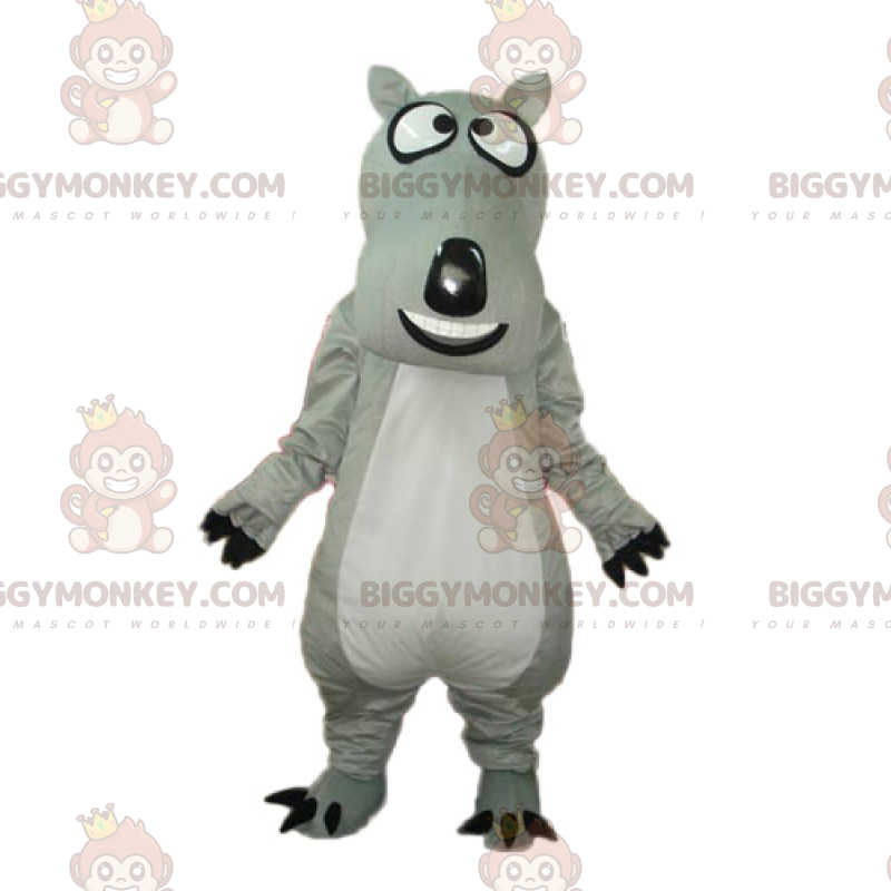 Costume de mascotte BIGGYMONKEY™ de chien gris avec grande tète