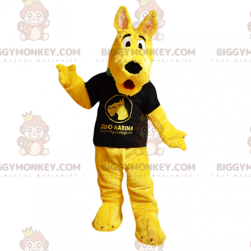 Disfraz de mascota Yellow Dog BIGGYMONKEY™ con camiseta negra -