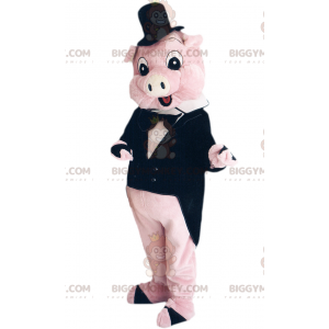 Disfraz de mascota Pink Pig BIGGYMONKEY™ con traje de corbata -