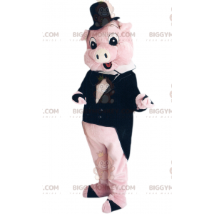 Pink Pig BIGGYMONKEY™ Mascot Costume In Tie Suit -