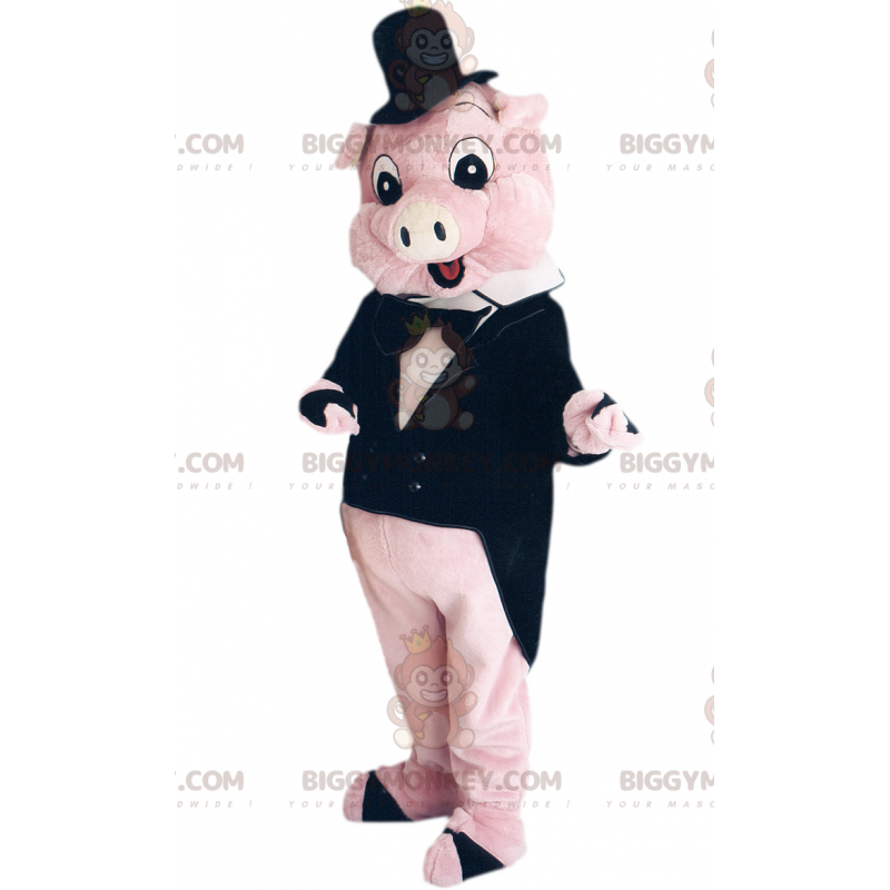 Kostium maskotka różowa świnia BIGGYMONKEY™ w krawacie -