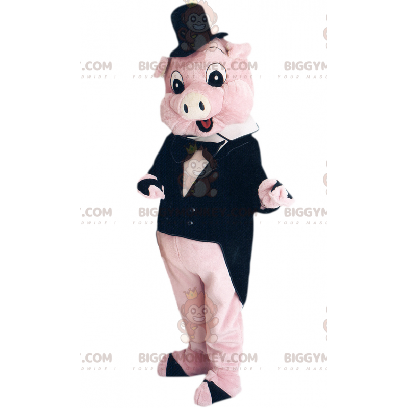 Pink Pig BIGGYMONKEY™ Mascot Costume In Tie Suit –