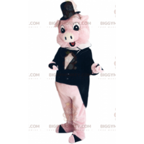 Κοστούμι μασκότ Pink Pig BIGGYMONKEY™ με κοστούμι γραβάτα -