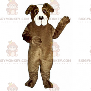 Braun-weißer Hund BIGGYMONKEY™ Maskottchen-Kostüm -