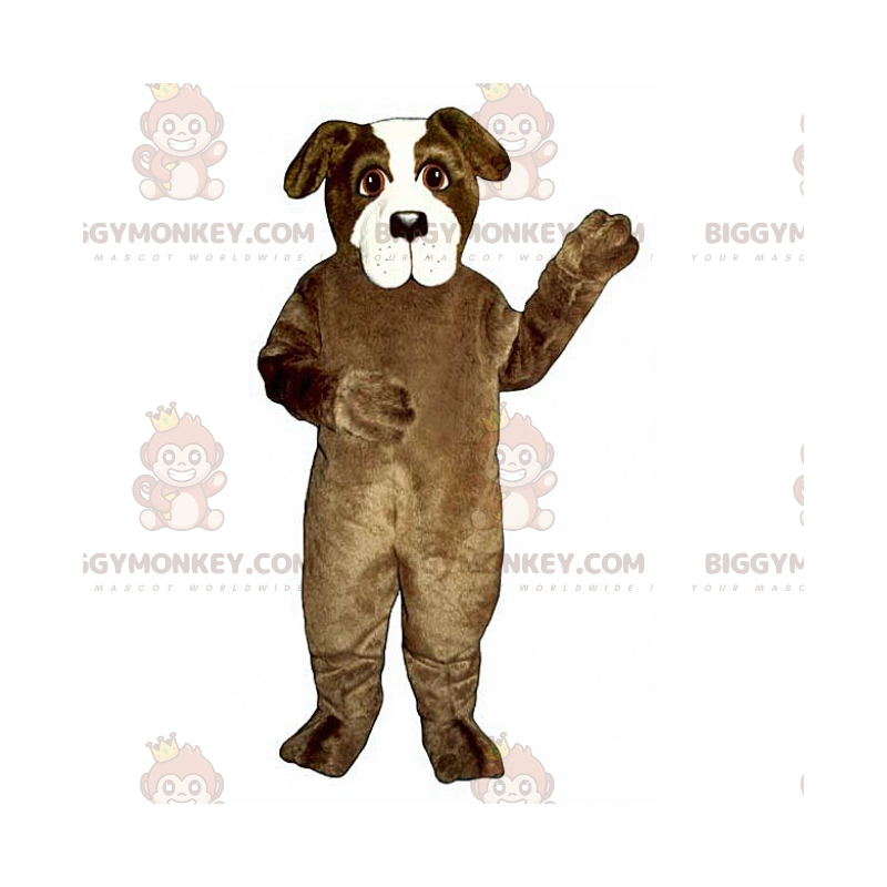 Traje de mascote BIGGYMONKEY™ de cachorro marrom e branco –