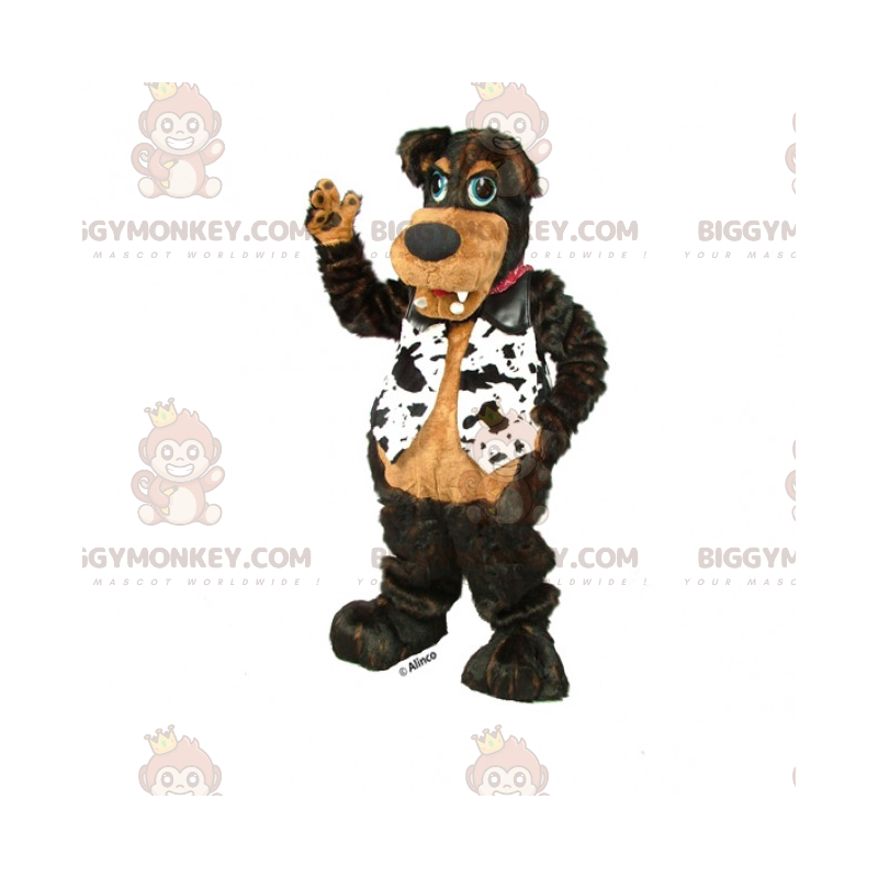 Sort hund BIGGYMONKEY™ maskotkostume med sort og hvid jakke -