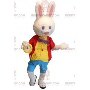 Costume de mascotte BIGGYMONKEY™ du lapin blanc d'Alice aux