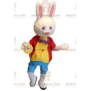 Costume de mascotte BIGGYMONKEY™ du lapin blanc d'Alice aux