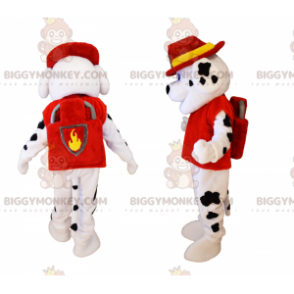 BIGGYMONKEY™ Maskotdräkt Dalmatinervalp i brandmansdräkt -