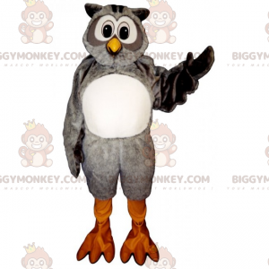 Costume da mascotte gufo bianco e grigio BIGGYMONKEY™ -