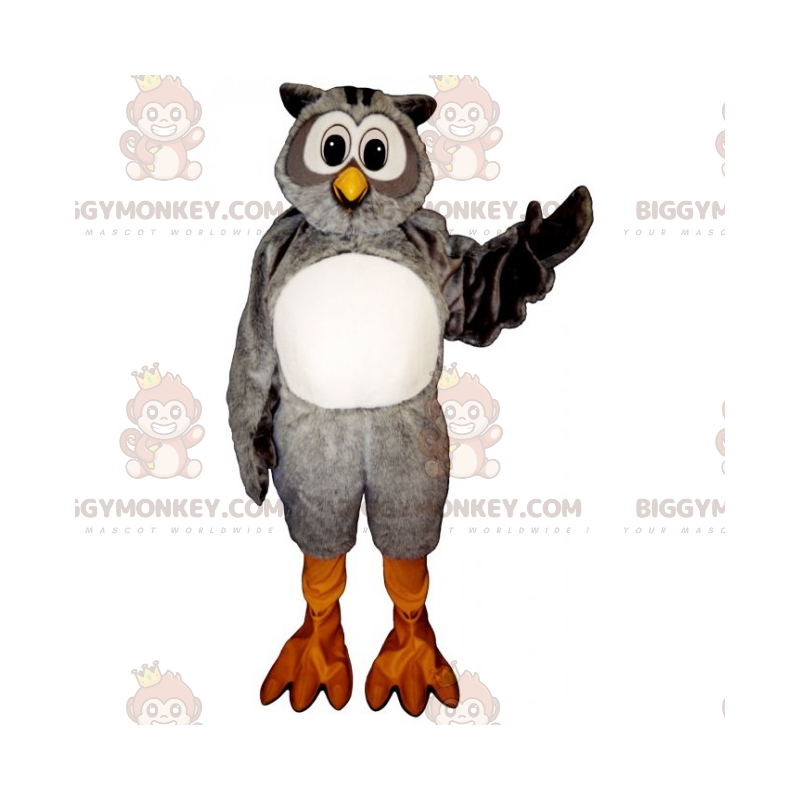 Disfraz de mascota búho gris y blanco BIGGYMONKEY™ -