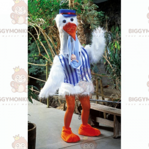 Πελαργός με στολή μασκότ Baby BIGGYMONKEY™ - Biggymonkey.com