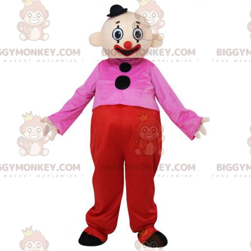 Clown BIGGYMONKEY™ mascottekostuum met zwarte minihoed -