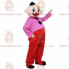 Clown BIGGYMONKEY™ maskotdräkt med svart minihatt - BiggyMonkey