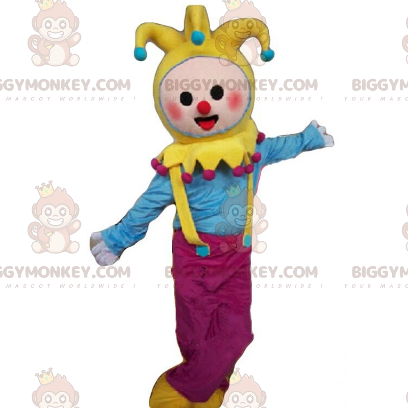 Traje de mascote de palhaço BIGGYMONKEY™ com chapéu de sino –